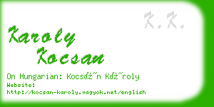 karoly kocsan business card